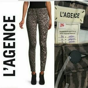 L'AGENCE Marguerite Leopard-Print Ankle Cropped Pants size 26